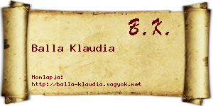 Balla Klaudia névjegykártya